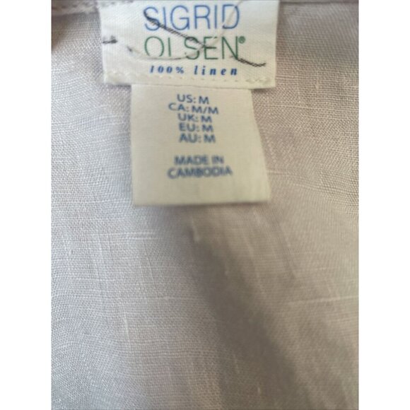 Sigrid Olsen 100% Linen Womens M Lavender Blouse Tunic Button Down Lagenlook - Picture 6 of 6